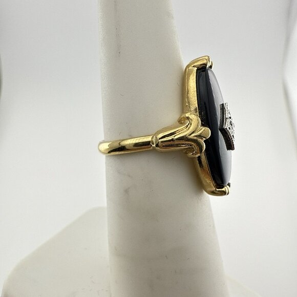 Vintage Avon Ring Black Onyx Victorian Collection 1983 Pinky Ring sz 4.75-5 - Picture 7 of 12